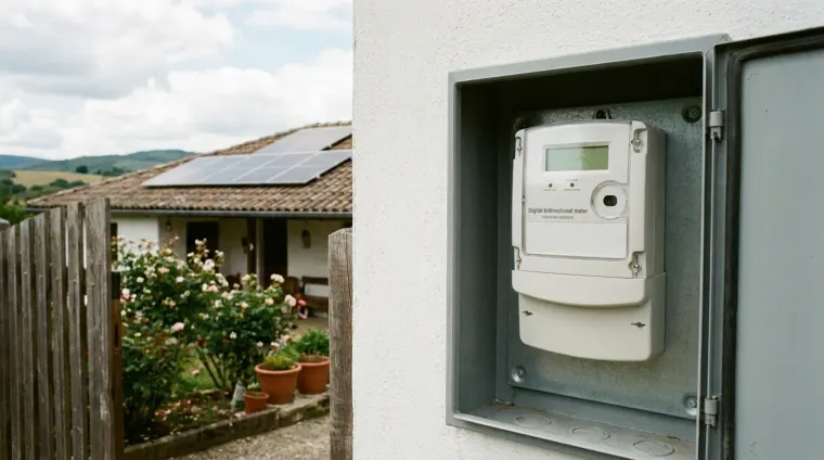 Ilustração: medidor de energia bidirecional instalado no padrão de entrada